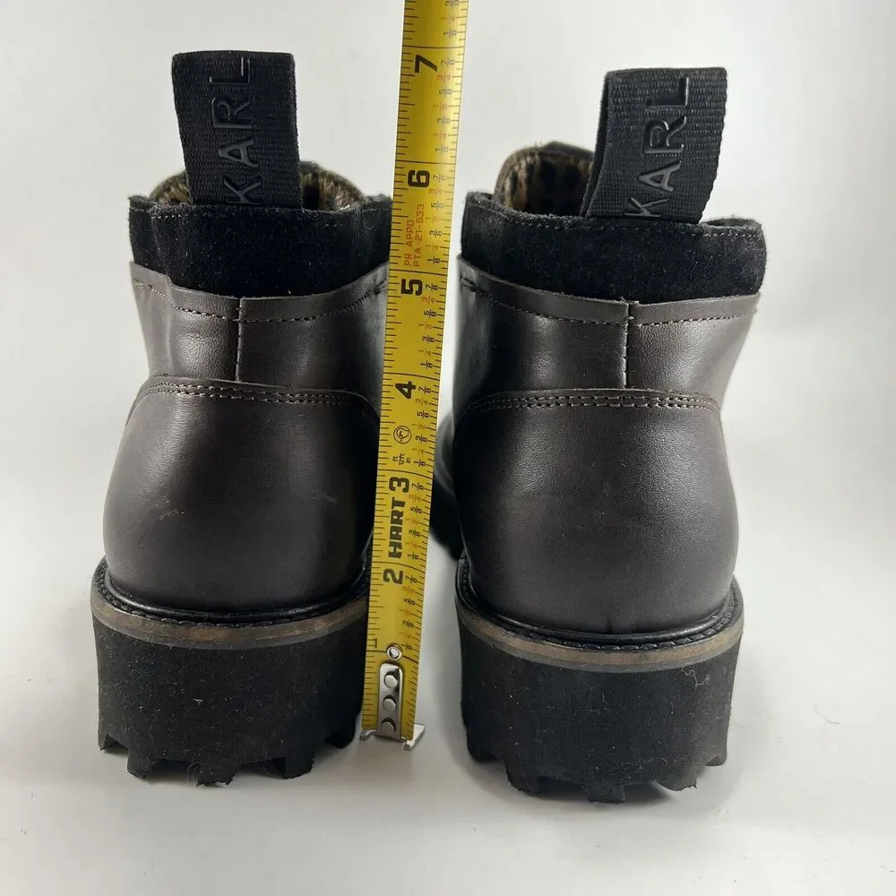Karl Lagerfeld Paris Chukka Boots Mens Size 7 Brown Leather Chunky Lug Soles